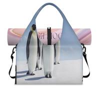 Borsone sportivo con pinguino antartide per donne e uomini con pinguino animale borsa da notte con scomparto per scarpe borsa a tracolla tote bagaglio per yoga palestra viaggi, Colore, L, Organizer
