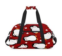 Borsone sportivo con pinguino e cuore, per donne e uomini, con pinguino in stile cartone animato, 24 l, borsa da viaggio, borsa da palestra per bambini, ragazze e ragazzi, Colore, (24L) UK, Organizer