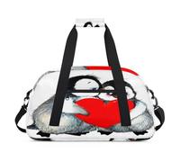 Borsone sportivo con pinguino, per donne e uomini, con stampa di pinguini e cuori, 24 l, per fine settimana, da viaggio, palestra, per bambini, ragazze e ragazzi, Colore, (24L) UK, Organizer per borse