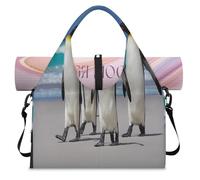 Borsone sportivo con pinguino sulla spiaggia, con scomparto per scarpe, grazioso pinguino, per il fine settimana, per la notte, per palestra, yoga, viaggi, Colore, L, Borsone da viaggio
