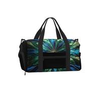 Borsone sportivo con piume di pavone blu con scomparto per scarpe, leggero, da palestra, weekender, per uomini e donne, borsa da viaggio impermeabile con tasca bagnata