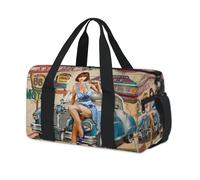 Borsone sportivo con poster vintage americano, borsa da viaggio per il fine settimana, borsa da viaggio, palestra, borsone per bambini, ragazze, ragazzi, donne, uomini