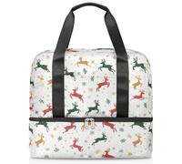 Borsone sportivo con renna e fiocco di neve, per donne, uomini, ragazzi, ragazze, 21 l, per il fine settimana, per la notte, per viaggi, palestra, yoga, Colore, Grande, Organizer per borse