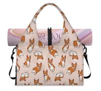 Borsone sportivo con scomparto per scarpe con simpatico cane Corgi per il fine settimana e la notte, borsa da cabina per palestra, yoga, viaggi, Colore, L, Borsone da viaggio