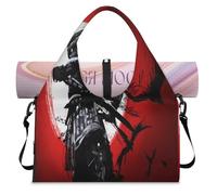 Borsone sportivo con scomparto per scarpe Samurai al tramonto sanguinante del Giappone Samurai Weekend Borse da viaggio Tote Cabin Bagagli per Palestra Yoga Viaggi, Colore, L, Borsone da viaggio