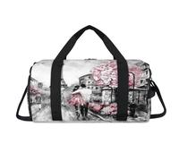 Borsone sportivo con scomparto per scarpe, Torre Eiffel, con vista sulla strada di Parigi, torre Eiffel, per viaggi e palestra, organizer per bagagli per donne, uomini, bambini, ragazze e ragazzi