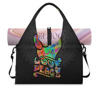 Borsone sportivo con simbolo di pace e amore, mandala, per donne e uomini, borsa da viaggio per il fine settimana con scomparto per scarpe, borsa a tracolla per yoga, palestra, viaggi, Colore, L,