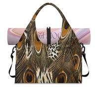 Borsone sportivo con stampa animalier con scomparto per scarpe, piume di pavone, tigre, stampa di tigre, weekend, borsa da cabina per palestra, yoga, viaggi, Colore, L, Borsone da viaggio
