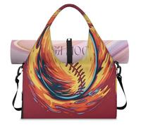 Borsone sportivo con stampa di palla da baseball con scomparto per scarpe, week-end, per la notte, per palestra, yoga, viaggi, Colore, L, Borsone da viaggio