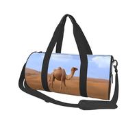 Borsone sportivo con stampa floreale e teschio, 25 l, borsone rotondo da viaggio per uomini e donne, per palestra, escursionismo, yoga, nuoto, 45 x 23 x 23 cm, Cammello di sabbia del deserto, Taglia