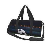 Borsone sportivo con stampa gotica con teschio da 25 l, borsone rotondo da viaggio per uomini e donne, per palestra, escursionismo, yoga, nuoto, 45 x 23 x 23 cm, Calcio sull'erba, Taglia unica