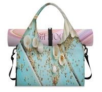 Borsone sportivo con stelle marine e conchiglie per donne e uomini con stella marina tropicale weekend borsa da notte con scomparto per scarpe borsa a tracolla tote bagaglio per yoga palestra viaggi,