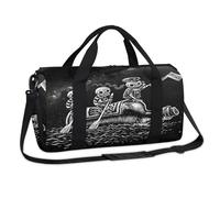 Borsone sportivo con teschio pirata e scheletro per il fine settimana, borsa da viaggio, palestra, borsone per bambini, ragazze, ragazzi, donne, uomini