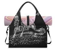 Borsone sportivo con teschio pirata per donne e uomini, borsa da viaggio per il fine settimana con scomparto per scarpe a tracolla tote borsa per yoga palestra viaggi, Colore, L, Organizer per borse