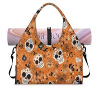 Borsone sportivo con teschio zucche di Halloween, con scomparto per scarpe, week-end e pernottamento, borsa da cabina per palestra, yoga, viaggio, Colore, L, Borsone da viaggio