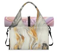 Borsone sportivo con texture in marmo con scomparto per scarpe, week-end, per la notte, per palestra, yoga, viaggi, Colore, L, Borsone da viaggio