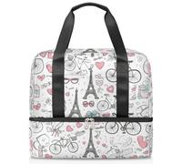 Borsone sportivo con Torre Eiffel di Parigi, per donne, uomini, ragazzi, ragazze, 21 l, per il fine settimana, per la notte, per viaggi, palestra, yoga, Colore, Grande, Organizer per borse