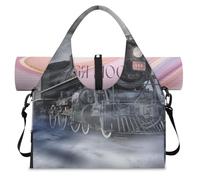 Borsone sportivo con treni a vapore, per donne e uomini, per il fine settimana, per il fine settimana, con scomparto per scarpe, borsa a tracolla per yoga, palestra, viaggi, Colore, L, Organizer per