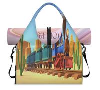 Borsone sportivo con treno dei cartoni animati con scomparto per scarpe, borse da viaggio per il fine settimana, borsa da cabina per palestra, yoga, viaggi, Colore, L, Borsone da viaggio