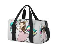 Borsone sportivo con unicorni e principesse dei cartoni animati, borsa da viaggio casual da viaggio, palestra, borsone per bambini, ragazze, ragazzi, donne, uomini