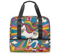 Borsone sportivo con unicorno arcobaleno e cavallo, per donne, uomini, ragazzi e ragazze, 21 l, per il fine settimana, per la notte, per viaggi, palestra, yoga, Colore, Grande, Organizer per borse