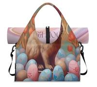 Borsone sportivo con uova di fiori di Pasqua, con scomparto per scarpe, per il fine settimana, per la notte, per palestra, yoga, viaggi, Colore, L, Borsone da viaggio
