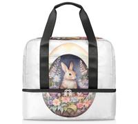 Borsone sportivo con uova di fiori di Pasqua e coniglio, per donne, uomini, ragazzi, Kirls, 21 l, per il fine settimana, per la notte, per viaggi, palestra, yoga, Colore, 21L, Organizer per borse