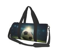 Borsone sportivo da 25 l, con stampa floreale dorata, borsone rotondo da viaggio per uomini e donne, per palestra, escursionismo, yoga, nuoto, 45 x 23 x 23 cm, Calcio sull'erba, Taglia unica, Borsone