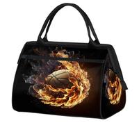 Borsone sportivo da basket per donne e uomini, da viaggio, con custodia trolley, impermeabile, per sport, weekender, pernottamento, borsa da viaggio, palestra, sport, Fuoco di basket bruciante sport,