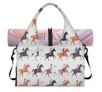Borsone sportivo da corsa di cavalli con scomparto per scarpe, borsa da viaggio per il fine settimana, borsa da cabina per palestra, yoga, viaggi, Colore, L, Borsone da viaggio