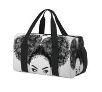 Borsone sportivo da donna con capelli ricci neri per bambini ragazze ragazzi donne uomini donna borsa da viaggio weekender borsa da viaggio tote carry palestra casual borsone