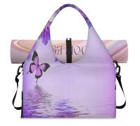 Borsone sportivo da donna e da uomo, con motivo orchidea viola, con scomparto per scarpe, borsa a tracolla, per yoga, palestra, viaggi, Colore, L, Organizer per borse
