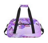 Borsone sportivo da donna e da uomo, con orchidea viola, 24 l, ideale per il fine settimana e la notte, da viaggio, da palestra, per bambini, ragazze e ragazzi, Colore, (24L) UK, Organizer per borse