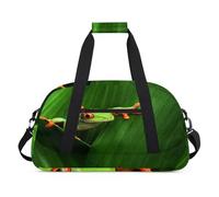 Borsone sportivo da donna e uomo con rane dagli occhi rossi e foglie, 24 l, borsa da viaggio per bambini, ragazze e ragazzi, Colore, (24L) UK, Organizer per borse