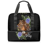 Borsone sportivo da donna, uomo, ragazzo, con motivo tigre Kirls, per il fine settimana, per la notte, separato, 21 l, per viaggi, palestra, yoga, Colore, 21L, Organizer per borse