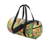 Borsone sportivo da palestra, borsone da viaggio, borsa da viaggio con fiori gialli arancioni luminosi che sbocciano sotto il sole estivo per weekender, sport, vacanze, danza, Multi