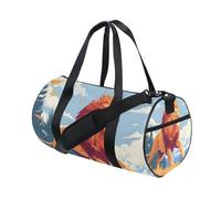 Borsone sportivo da palestra, borsone da viaggio, borsa da viaggio con leone, stile cartone animato, per weekender, sport, vacanze, danza, Multi