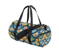 Borsone sportivo da palestra, borsone da viaggio, borsa da viaggio, fantasia con squame di sirena con molti fiori per weekender, sport, vacanze, danza, Multi