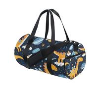 Borsone sportivo da palestra, borsone da viaggio, con simpatici dinosauri nello spazio, per weekender, sport, vacanze, danza, Multi