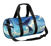 Borsone sportivo da palestra con coda di balena, borsone da allenamento, leggero, da viaggio, per uomo e donna (blu mare), Coda di balena, 17.6(L) x 9(W) x 9(H) inch