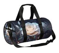 Borsone sportivo da palestra con fiori di rosa bianca, borsone da allenamento, leggero, borsa da viaggio per uomo e donna (bella rosa), Fiore Rosa Bianca, 17.6(L) x 9(W) x 9(H) inch
