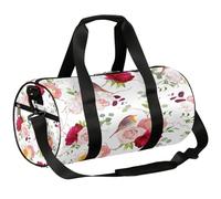 Borsone sportivo da palestra con fiori di rosa e uccellini, borsone da allenamento, leggero, borsa da viaggio per uomo e donna (fiori floreali), Uccello fiore rosa, 17.6(L) x 9(W) x 9(H) inch