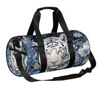 Borsone sportivo da palestra con fiori di tigre bianca, borsone da allenamento, leggero, borsa da viaggio per uomo e donna (tigre animale), Fiori Tigre Bianca, 17.6(L) x 9(W) x 9(H) inch