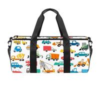 Borsone sportivo da palestra con motivo a cartoni animati per il traffico dell'auto, borsa da viaggio, borsa da viaggio, borsa per attrezzatura da donna e uomo, Multicolore, 17.7x9x9 inches
