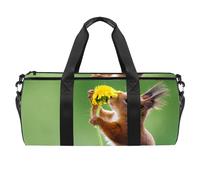 Borsone sportivo da palestra con motivo scoiattolo e fiore, borsa da viaggio, borsa da viaggio, borsa per attrezzatura da donna e uomo, Multicolore, 17.7x9x9 inches