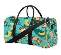 Borsone sportivo da palestra con scimmie e foglie di palma, per uomini e donne, resistente all'acqua, pieghevole, da viaggio, leggero, da portare con sé, per allenamento in ospedale