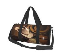 Borsone sportivo da palestra con stampa di porcellini d'India con cappello e tasca bagnata e scomparto per scarpe, borsone da viaggio per uomo e donna, Cappello da cowboy stivali western, Taglia unica