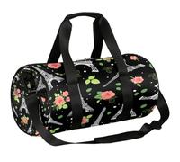 Borsone sportivo da palestra con Torre Eiffel di Parigi, borsone da allenamento, leggero, da viaggio, per uomo e donna (fiore rosa), Torre Eiffel di Parigi., 17.6(L) x 9(W) x 9(H) inch