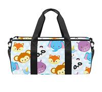 Borsone sportivo da palestra con volti di animali carini borsa da viaggio borsa da viaggio borsa tote borsa attrezzature per donne uomini, Multicolore, 17.7x9x9 inches