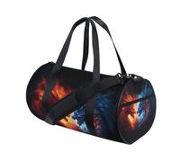 Borsone sportivo da palestra, da viaggio, con dragone rosso e blu, per weekender, sport, vacanze, danza
